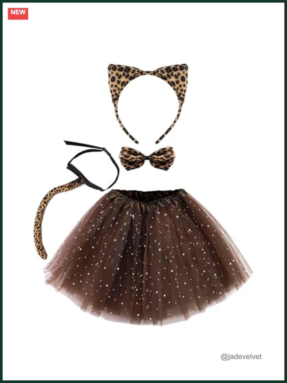 Cat Pig Leopard Costume Set with Tutu Headband Collar Tail Cosplay Accessory
